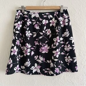 Vintage 90s Black & Purple Floral Print Mini Skirt Size 9/10